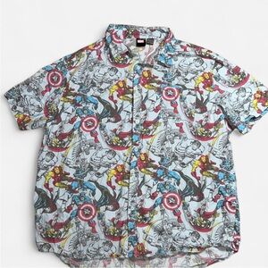 Marvel Superhero Patterned Men's Shirt - Red, Blue, Yellow